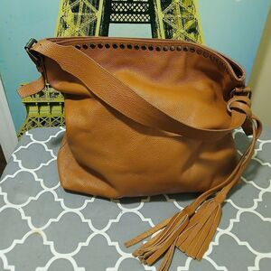 Laggo Brown Leather Shoulder Hobo Bag Purse